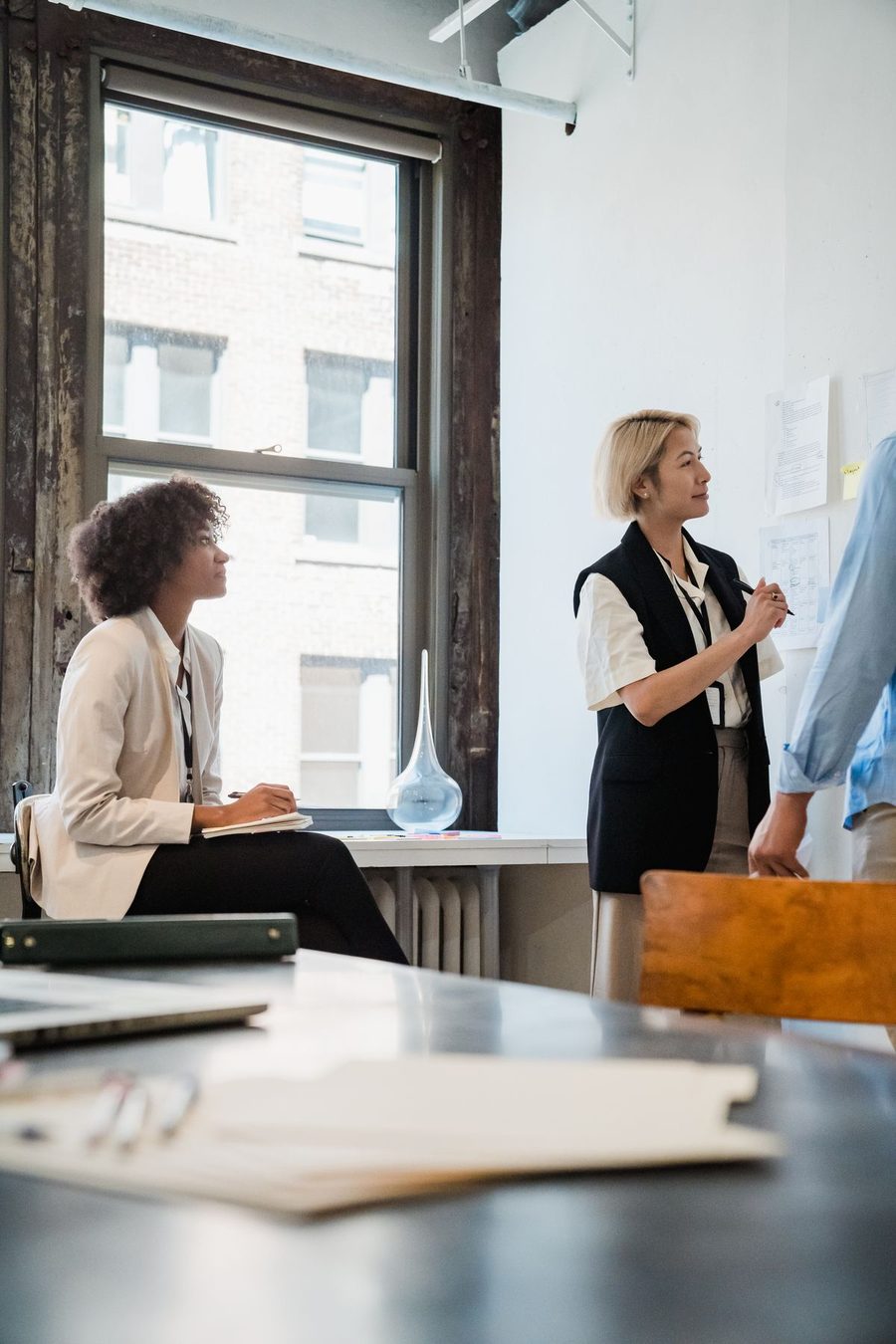 Professional team collaborating in a modern office